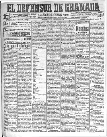 'El Defensor de Granada : diario político independiente' - Año XXXII Número 15267 (30/11/1910)
