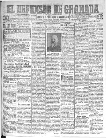 'El Defensor de Granada : diario político independiente' - Año XXXII Número 15273 (06/12/1910)