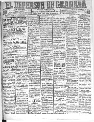 'El Defensor de Granada : diario político independiente' - Año XXXII Número 15274 (07/12/1910)