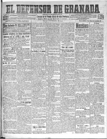 'El Defensor de Granada : diario político independiente' - Año XXXII Número 15276 (09/12/1910)
