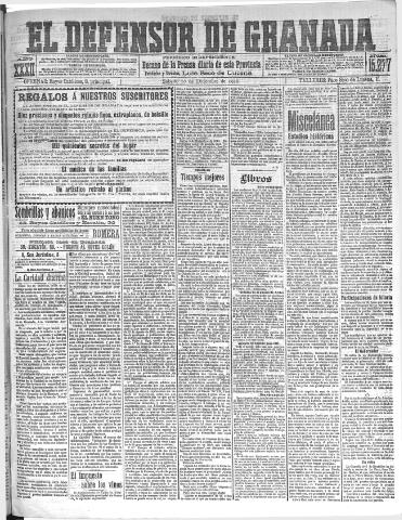 'El Defensor de Granada : diario político independiente' - Año XXXII Número 15277 (10/12/1910)