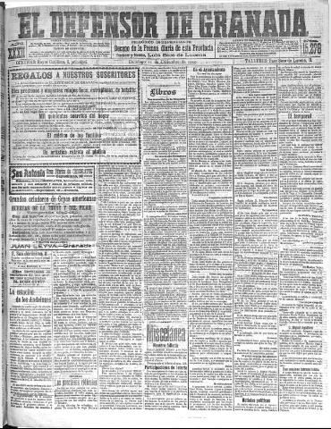 'El Defensor de Granada : diario político independiente' - Año XXXII Número 15278 (11/12/1910)