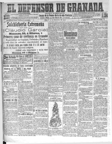 'El Defensor de Granada : diario político independiente' - Año XXXII Número 15284 (17/12/1910)