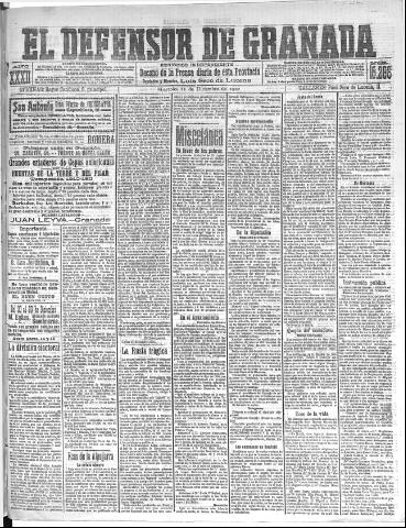 'El Defensor de Granada : diario político independiente' - Año XXXII Número 15288 (21/12/1910)