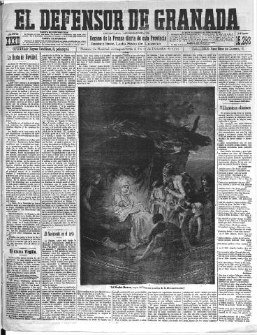 'El Defensor de Granada : diario político independiente' - Año XXXII Número 15292 (25/12/1910)
