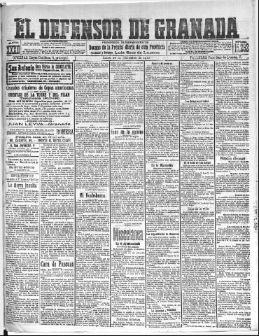 'El Defensor de Granada : diario político independiente' - Año XXXII Número 15293 (26/12/1910)