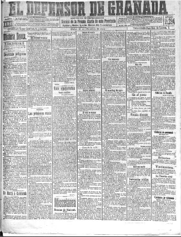 'El Defensor de Granada : diario político independiente' - Año XXXII Número 15294 (27/12/1910)
