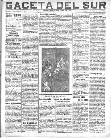 'Gaceta del sur : diario católico de información' - Año III Número 578 (06/01/1910)