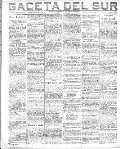 'Gaceta del sur : diario católico de información' - Año III Número 581 (09/01/1910)
