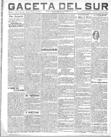 'Gaceta del sur : diario católico de información' - Año III Número 582 (10/01/1910)