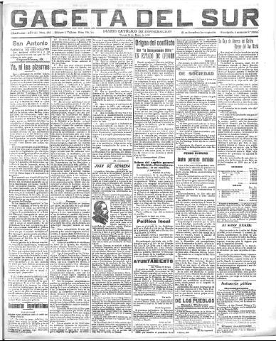 'Gaceta del sur : diario católico de información' - Año III Número 586 (14/01/1910)