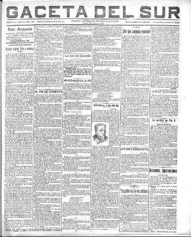 'Gaceta del sur : diario católico de información' - Año III Número 587 (15/01/1910)
