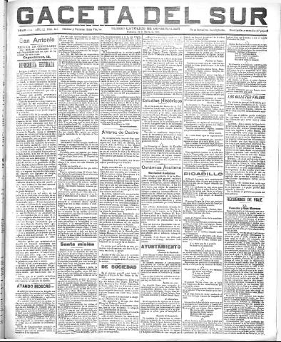 'Gaceta del sur : diario católico de información' - Año III Número 591 (19/01/1910)