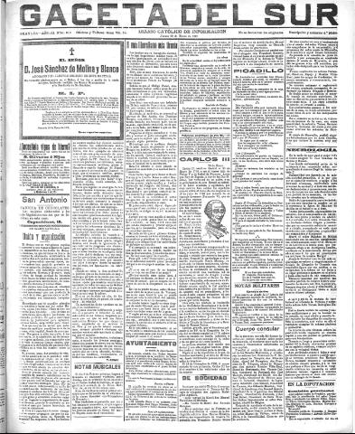 'Gaceta del sur : diario católico de información' - Año III Número 592 (20/01/1910)