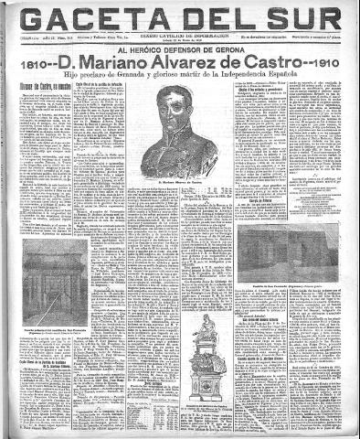 'Gaceta del sur : diario católico de información' - Año III Número 594 (22/01/1910)