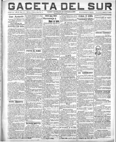 'Gaceta del sur : diario católico de información' - Año III Número 595 (23/01/1910)