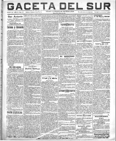 'Gaceta del sur : diario católico de información' - Año III Número 597 (25/01/1910)