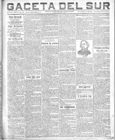 'Gaceta del sur : diario católico de información' - Año III Número 606 (04/02/1910)
