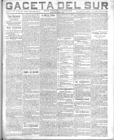 'Gaceta del sur : diario católico de información' - Año III Número 608 (06/02/1910)