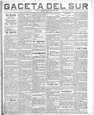 'Gaceta del sur : diario católico de información' - Año III Número 609 (08/02/1910)