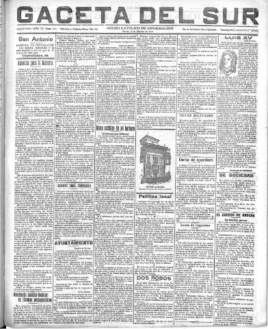 'Gaceta del sur : diario católico de información' - Año III Número 614 (15/02/1910)