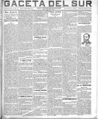 'Gaceta del sur : diario católico de información' - Año III Número 618 (19/02/1910)
