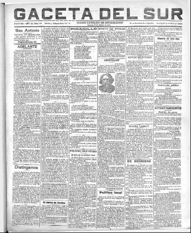 'Gaceta del sur : diario católico de información' - Año III Número 625 (27/02/1910)