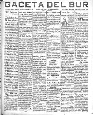 'Gaceta del sur : diario católico de información' - Año III Número 629 (04/03/1910)