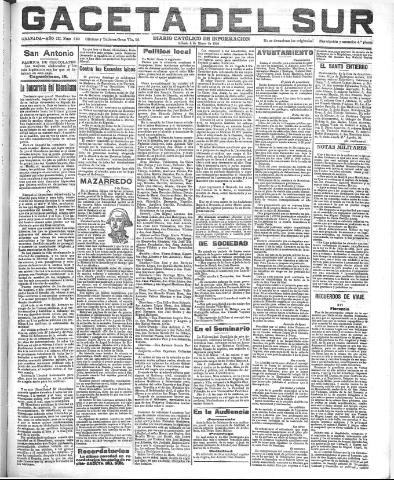 'Gaceta del sur : diario católico de información' - Año III Número 630 (05/03/1910)