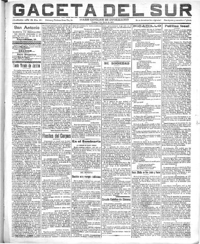 'Gaceta del sur : diario católico de información' - Año III Número 631 (06/03/1910)