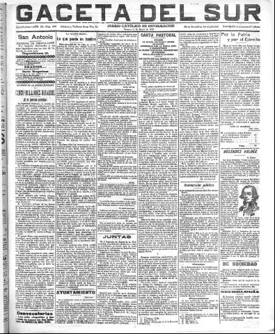 'Gaceta del sur : diario católico de información' - Año III Número 635 (11/03/1910)