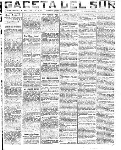 'Gaceta del sur : diario católico de información' - Año III Número 654 (03/04/1910)