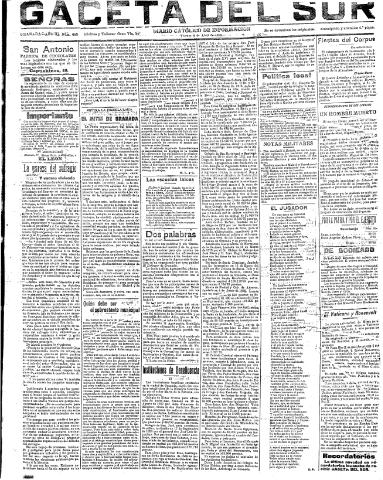 'Gaceta del sur : diario católico de información' - Año III Número 658 (08/04/1910)