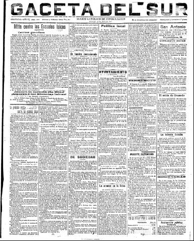 'Gaceta del sur : diario católico de información' - Año III Número 662 (13/04/1910)