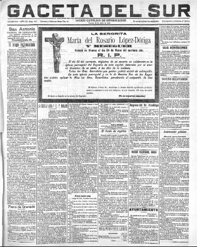 'Gaceta del sur : diario católico de información' - Año III Número 671 (22/04/1910)
