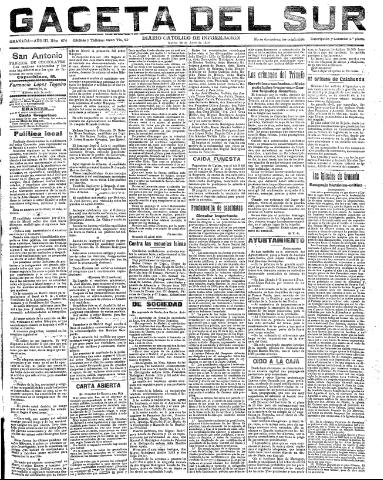 'Gaceta del sur : diario católico de información' - Año III Número 674 (26/04/1910)