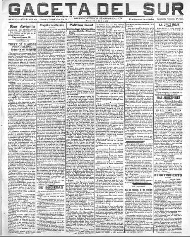 'Gaceta del sur : diario católico de información' - Año III Número 675 (27/04/1910)
