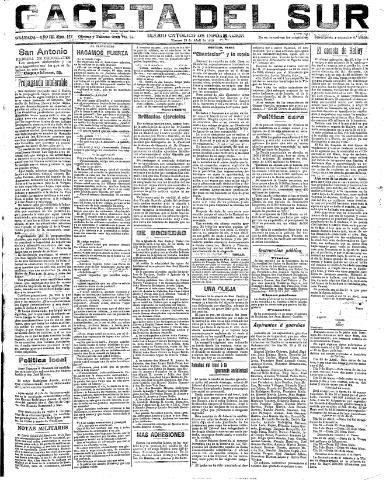 'Gaceta del sur : diario católico de información' - Año III Número 677 (29/04/1910)