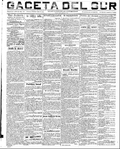 'Gaceta del sur : diario católico de información' - Año III Número 678 (30/04/1910)