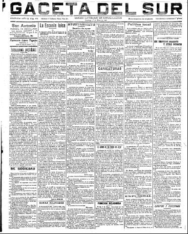 'Gaceta del sur : diario católico de información' - Año III Número 679 (01/05/1910)