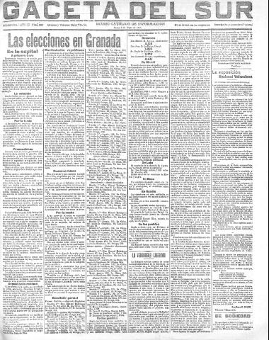 'Gaceta del sur : diario católico de información' - Año III Número 686 (09/05/1910)