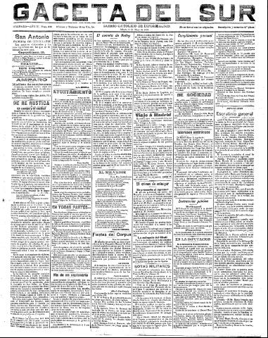 'Gaceta del sur : diario católico de información' - Año III Número 690 (14/05/1910)