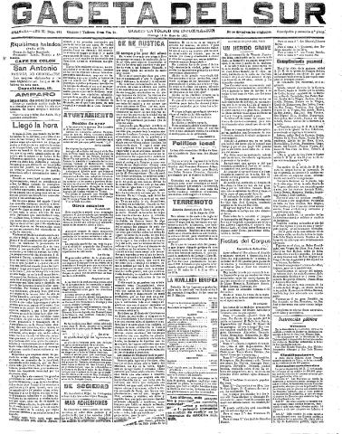 'Gaceta del sur : diario católico de información' - Año III Número 691 (15/05/1910)