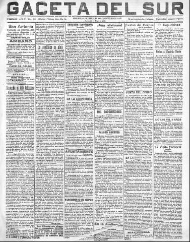 'Gaceta del sur : diario católico de información' - Año III Número 694 (19/05/1910)