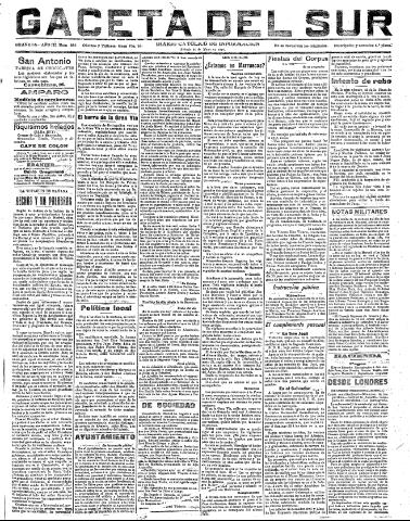 'Gaceta del sur : diario católico de información' - Año III Número 696 (21/05/1910)