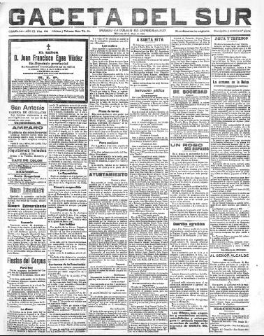 'Gaceta del sur : diario católico de información' - Año III Número 699 (25/05/1910)