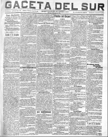 'Gaceta del sur : diario católico de información' - Año III Número 703 (29/05/1910)