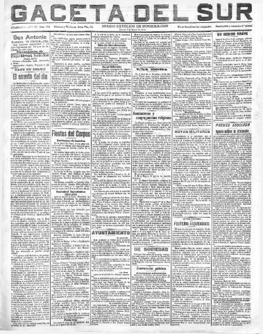 'Gaceta del sur : diario católico de información' - Año III Número 706 (02/06/1910)