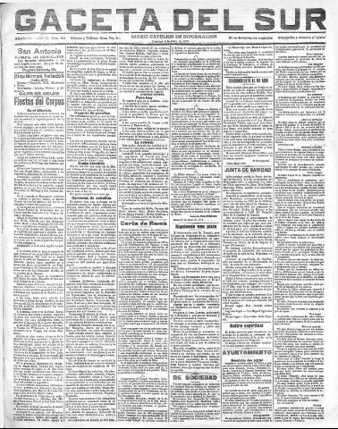 'Gaceta del sur : diario católico de información' - Año III Número 709 (05/06/1910)