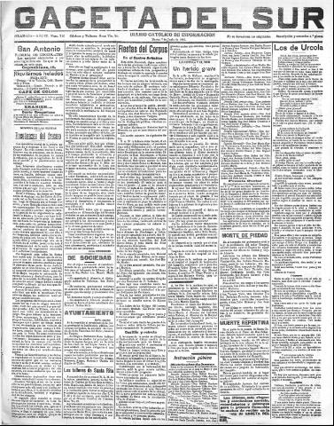 'Gaceta del sur : diario católico de información' - Año III Número 710 (07/06/1910)